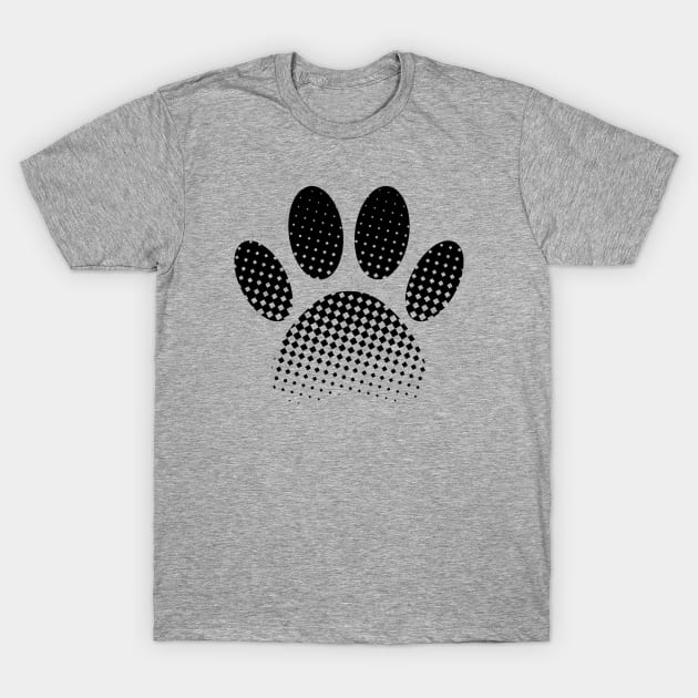 Check Pattern Halftone Dog Paw Print T-Shirt by Braznyc